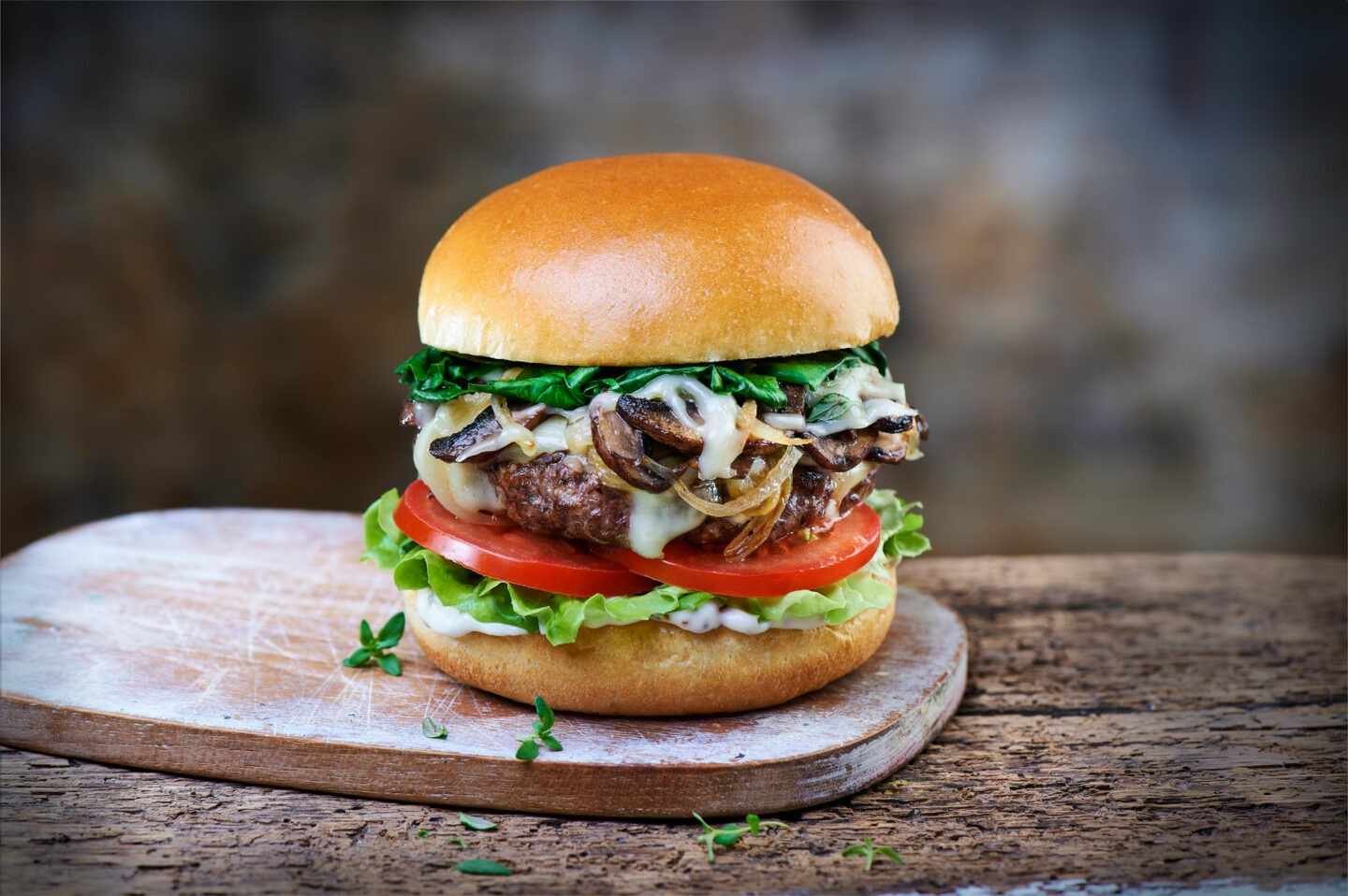 Mushroom Swiss Cheese Burger BM